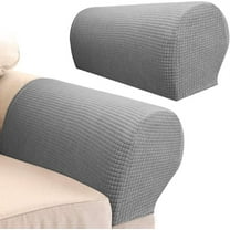 2PCS Armrest CoversStretch Fabric Armrest Covers Anti-Slip Sofa Arm Chair Slipcovers Furniture Protectors for Recliner Sofa Light Grey