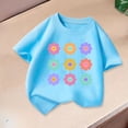 thumbnail image 6 of Mooqilaa Girls Cotton T-shirts, Fashion Short Sleeve Crew Neck Kids Summer Tops Graphic Tees Light Blue Size 2-3T, 6 of 6