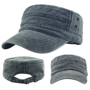 Casual Washed Cotton Flat Top Hat Adjustable Fisher Military Caps Men Women Cadet Army Cap Unique Design Vintage Four Seasons