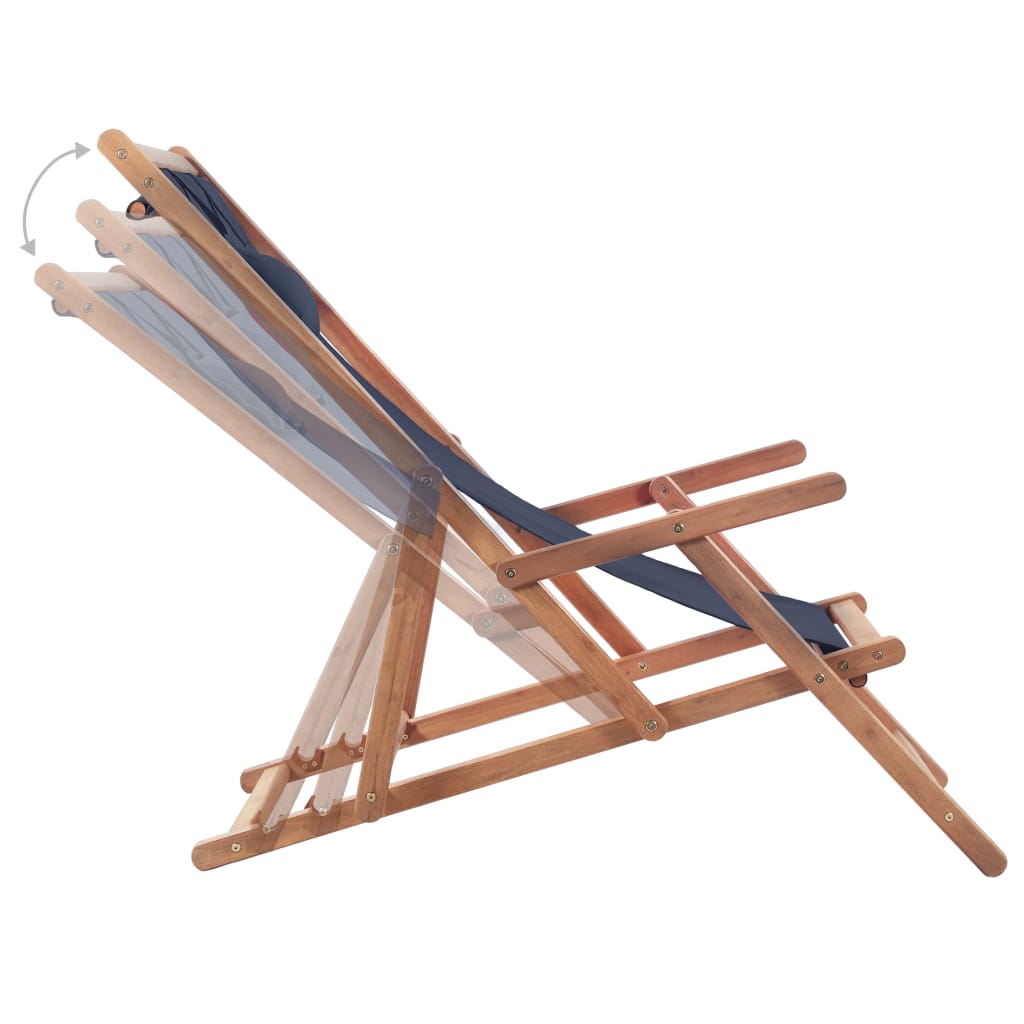 Suzicca Folding Beach Chair Fabric and Wooden Frame Blue - image 5 of 7