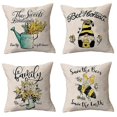 thumbnail image 1 of SZTXJ Autumn Cushion Covers 18" x 18" Set of 4 Outdoor Decor Pillow Case Autumn Farmhouse Bee Gnome Linen Cushion Cover for Thanksgiving, Sofa and Hom, 1 of 5
