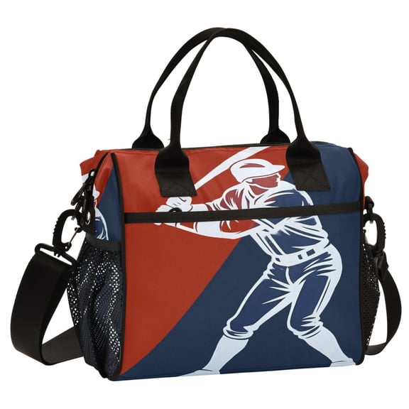 ALAZA Baseball Player2 Print Cooler Lunch Bag Insulated Reusable Lunch Tote Large Leakproof Thermal Lunch Box for Work School Picnic Travel Medium