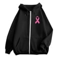 thumbnail image 5 of Hoodies for Women Cropped Hoodie Teen Girls Y2K Festival Pullover Look Women's Zip Up Hoodie Pullover Cancer Awareness Month Long Sleeve Pocket Drawstring Casual Sweatshirt For Everyday Wear, 5 of 6