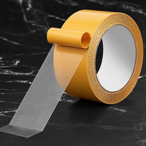 Ultra-Thin Clear Double Sided Tape Heavy Duty 2Inch X 66Feet Two Sides Strong Stick Mounting Adhesive Tape For Rug Fixed,DIY Crafts,Poster,Arts,Fixed Clothes,Paste Photo,Scrapbook,Gift Wrap,Woodw