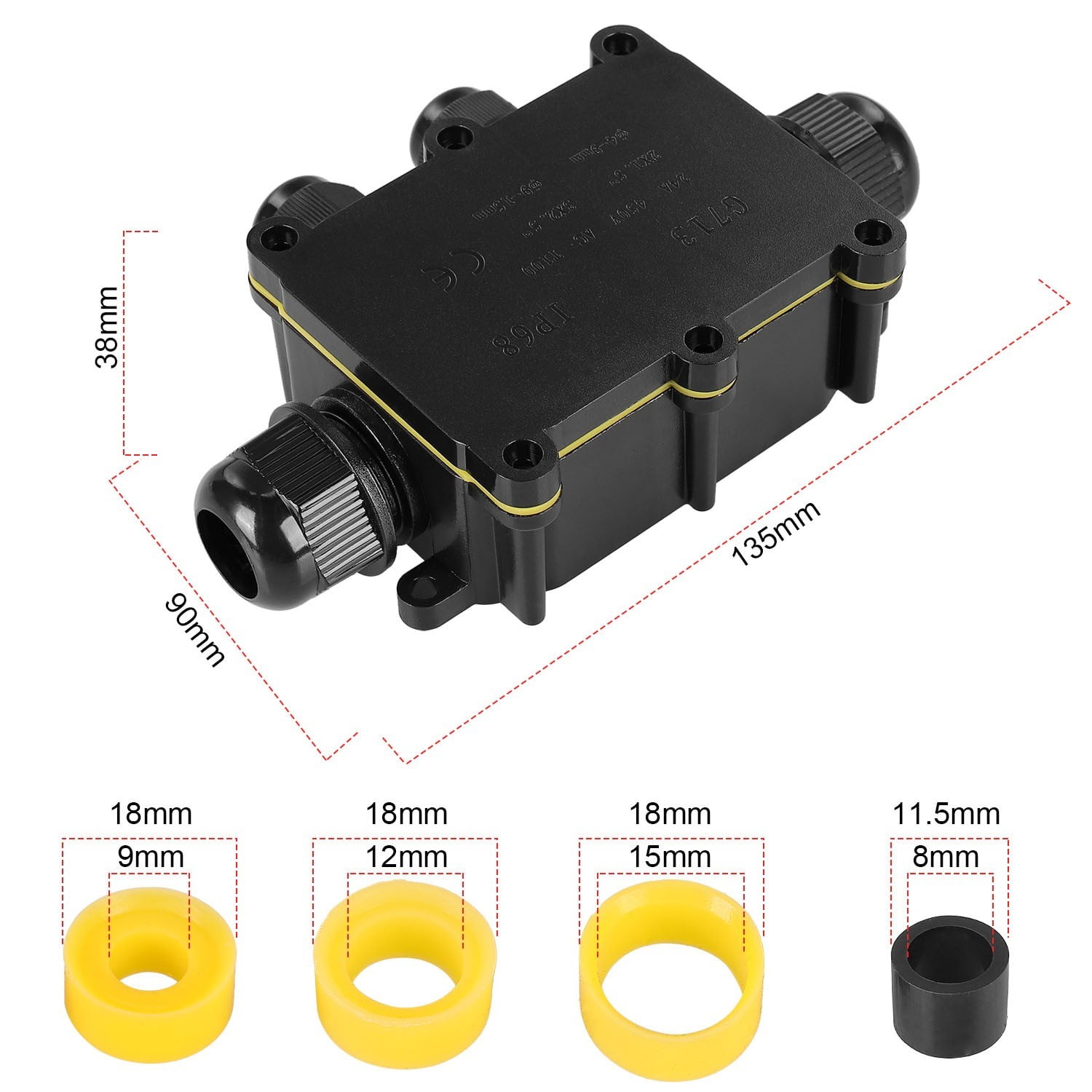 Threeway/fourway waterproof junction box with terminal seal ring