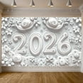 thumbnail image 4 of Paper Art 2026 Banner 3D Floral New Year Banner Line Art Minimalist Celebration Banner for New Year Party 2026 Celebration Anniversary Event, 4 of 8