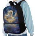 thumbnail image 4 of Uourmeti Large Capacity 17 Inch Backpack for Travel Shopping, Spacious Interior Smooth Zipper Front Pocket School Backpack, Celestial White Horse Print, 4 of 6