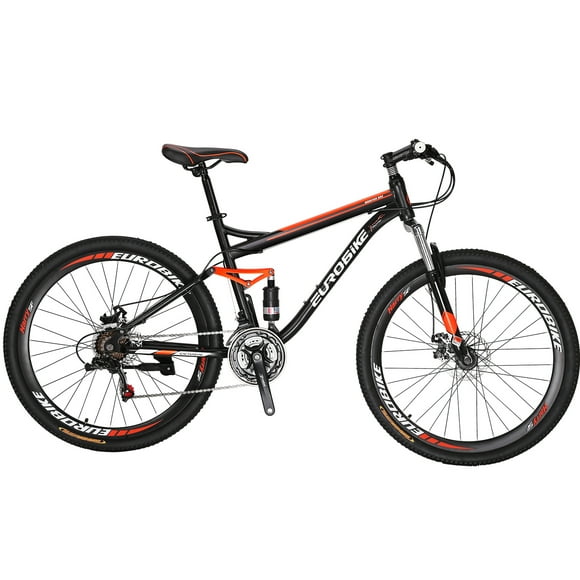 Mountain Bike,Full Suspension Mountain Bike 27.5 Inch Wheels 21 Speed Dual Disc Brakes Full Suspension Aldult for Mens Women Bicycle 3-Spoke Orange