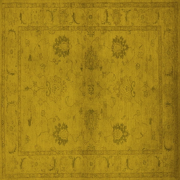 Ahgly Company Indoor Square Oriental Yellow Industrial Area Rugs, 6' Square