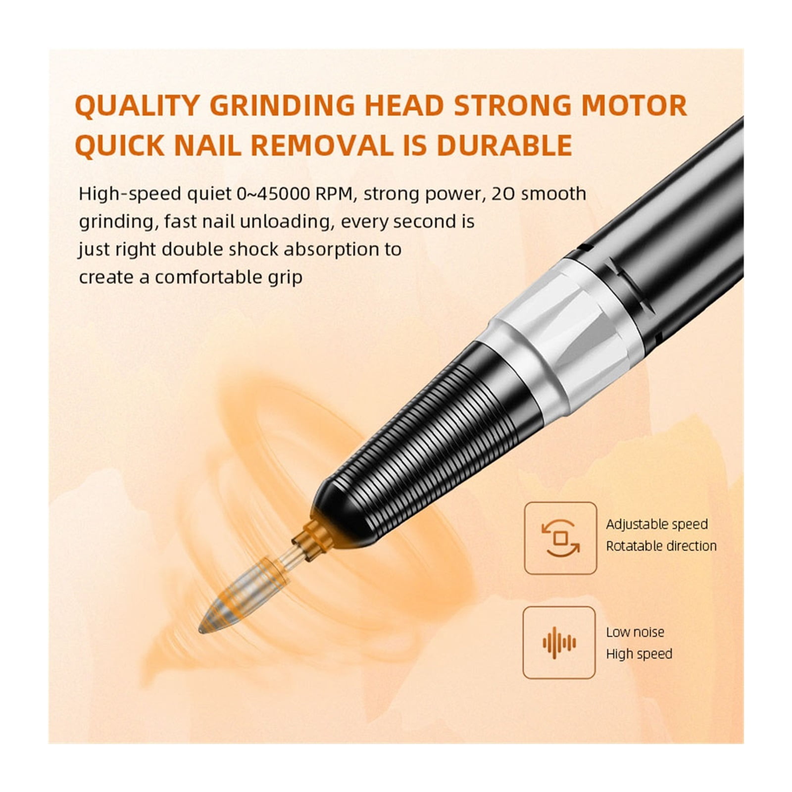 45000RPM Nail Drill Electric Manicure Machine With LCD Display, Professional Cordles Nail File Kit For Nail Equipment ,Low Noise