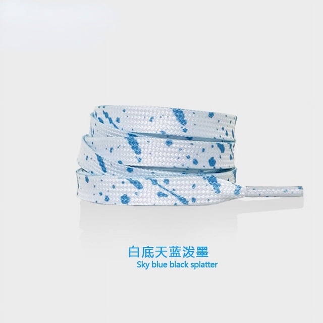 Shoelaces for Sneaker Flat Gilding Printing Ink Splatter Shoelace Colorful Splash Ink Hand-painted Basketball Shoe Laces for AF1 sky blue white 100cm
