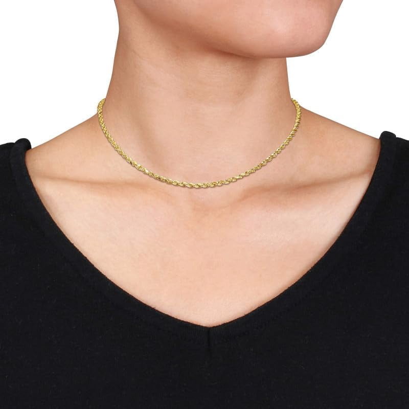 Gold Rope Chain Necklace for Men & Women – 100% Real 10k or 14k Gold, Lightweight, Premium Craftsmanship