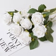 thumbnail image 1 of 3/5/10/20pcs Roses Artificial Flowers Rose Flower Branch Artificial Red Roses Realistic Fake Rose for Wedding Home Decor white rose 20pcs, 1 of 6