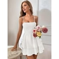 thumbnail image 5 of Women'S Backless Tie Short Dress Summer Models Halter Dresses White L, 5 of 7
