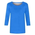 thumbnail image 5 of Women Casual 3/4 Sleeve Length T Shirts Tunic Tops Round Neck Loose Fit Basic Tee Solid Color Blouse for Work Daily, 5 of 5