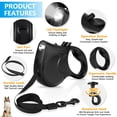 thumbnail image 3 of Retractable Dog Leash with Flashlight 16ft Walking Leash for Dogs up to 77lbs, 360° Tangle-Free Nylon Tape Anti-Slip Handle -Black, 3 of 7