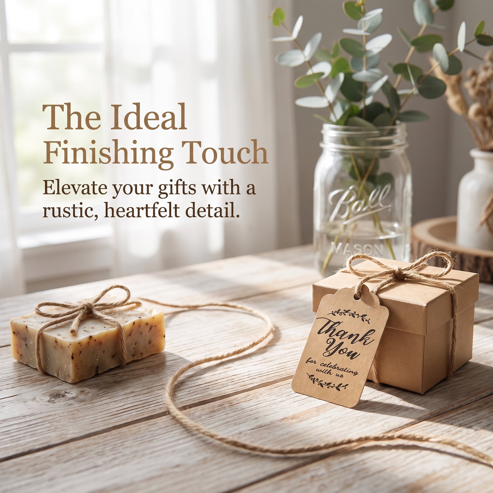 Unique Bargains Gift Tags with Natural Twine for Gifting and Events 1.2" x 2" Brown