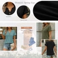 thumbnail image 4 of SUNBS Shirts for Women Short Sleeve Blouses V Neck Henley Dressy Casual Pullover Summer Tops Spring Fashion Trendy Cute Cloths, 4 of 10