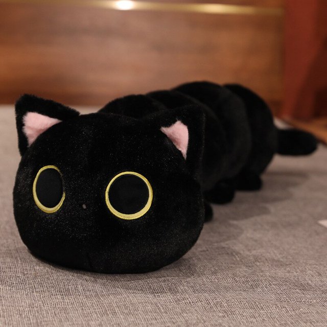 Lindo gato negro insecto cojín largo niñas durmiendo con piernas en el lado de la cama almohada para dormir muñeco de peluche regalo para niñoszhangyuxiang