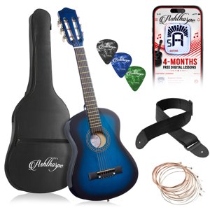Ashthorpe 30-Inch Kids Acoustic Guitar Starter Kit, Blue
