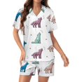 thumbnail image 1 of PRIYAL Seamless Pattern with Wolfs Silk Women Pajama Set Short Sleeve Comfy Pjs Sets 2 Piece Lounge Set, 1 of 5