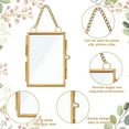 thumbnail image 4 of 2Pcs Wall Hanging Mini Photo Frames 3.6x2.4 Inch Double Glass Picture Frame with Chain Brass Folding Frame DIY Vintage Artwork Display Frames for Pressed Flowers Pictures Home Wall Decor diy, 4 of 9