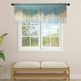 thumbnail image 3 of Abstract Gradient Teal Gold Semi Sheer Valance Curtains Shinny Gold Geometric Voile Valances Curtain Rod Pocket Small Window Treatment for Kitchen Bathroom Cafe 60"x18", 3 of 9