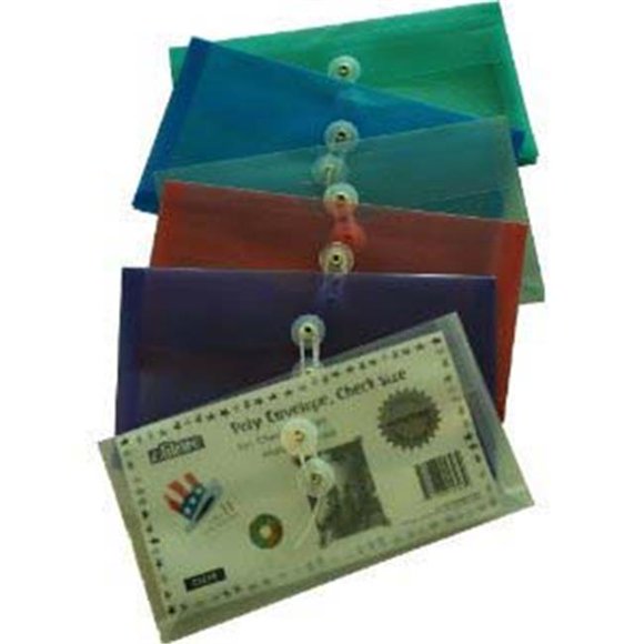 Filexec Poly Envelope- Check Size- Assorted Colors- Pack 12