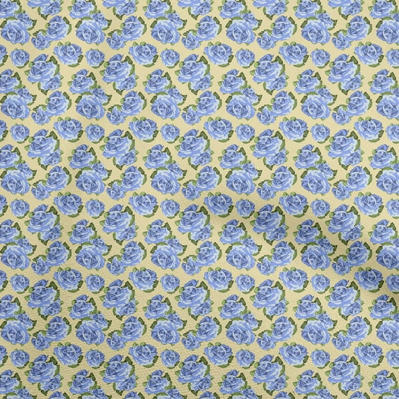 oneOone Polyester Spandex Blue Fabric Floral Diy Clothing Quilting Fabric Print Fabric By Yard 56 Inch Wide
