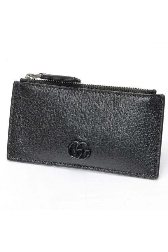 Pre-Owned Gucci GG Marmont Coin Card Case Holder 722726 Leather Black S-160076