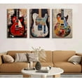 thumbnail image 2 of Graffiti Guitar Canvas Wall Art Musical Themed Wall Decor Colorful Music Instrument Posters Pictures Studio Prints Vintage Rock Paintings, 2 of 6