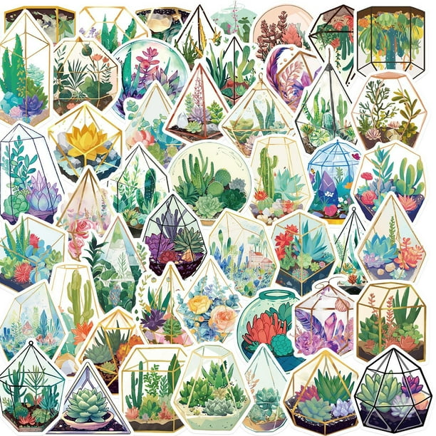 Pegatinas de vinilo impermeable para casas de flores de vidrio, 50 unidades/lote