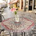 thumbnail image 6 of Vintage Boho Round Tablecloth for 45-54 Inch Tables,Fitted Table Cover with Elastic Edge,Modern Geometric Aesthetics Abstract Art Waterproof Outdoor Table Cloth Protector for Patio Garden Dinner, 6 of 9