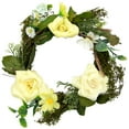thumbnail image 2 of Northlight Mini Rose and Foliage Artificial Spring Wreath - 7" - Yellow, 2 of 5