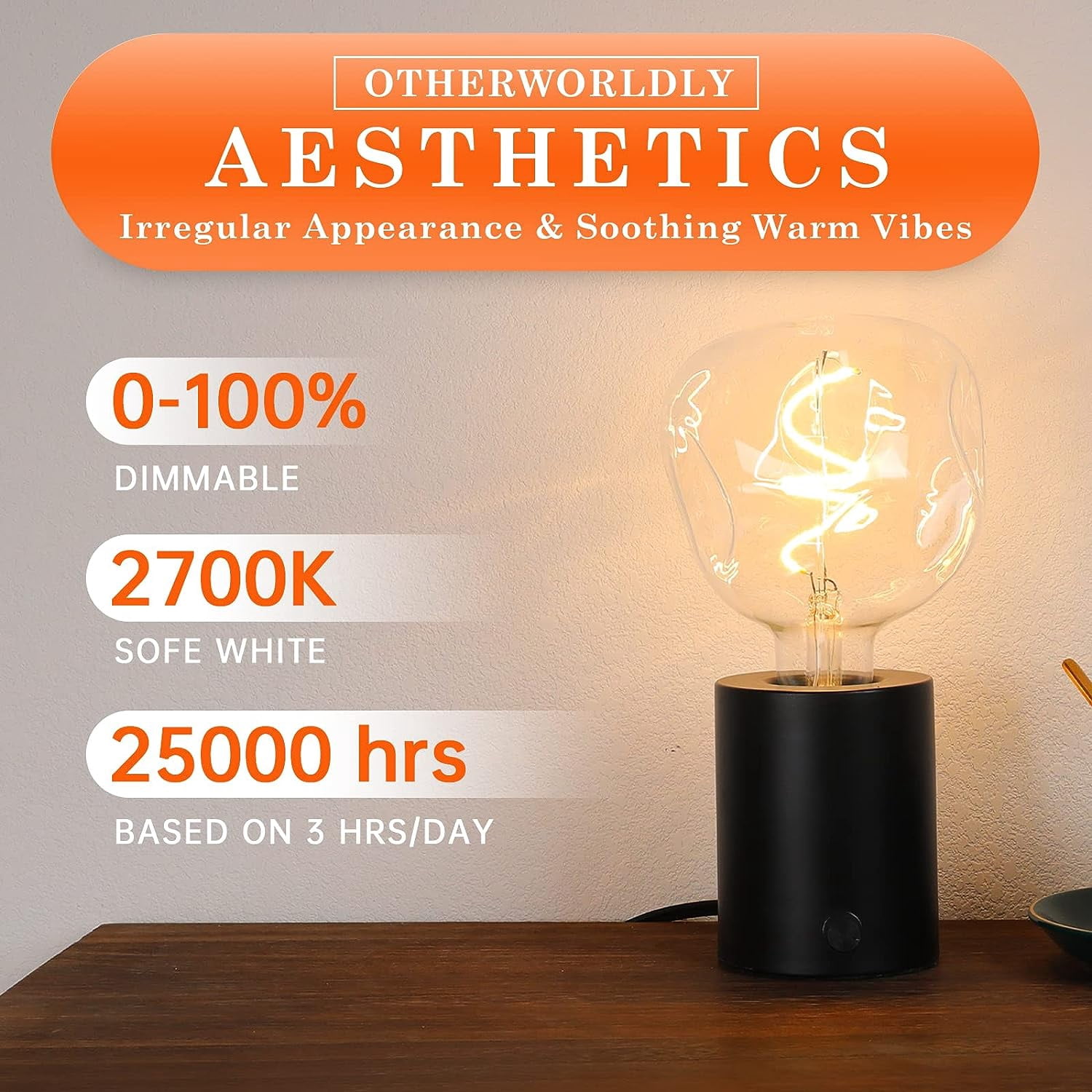 OMED S125 Oversized Dimmable LED Edison Bulb, 2700K Soft White Vintage Large Alien Shape Decorative Light Bulb with E26 Base, 5 watt 400LM Giant Clear Glass Edison Bulb for Bedroom and Living Room