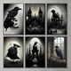 thumbnail image 4 of Impresiones de póster de cuervo negro para sala de estar, decoración del hogar, bruja gótica Victoriana, pintura de lienzo de gato negro, arte de pared, 4 of 4