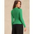 thumbnail image 4 of DARING DIVA Women's Collared Ribbed Knit Long Sleeve  Blouse XS Green, 4 of 6