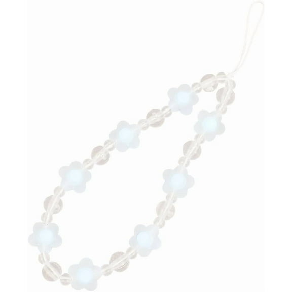 2Pcs White Flower Phone Charms Strap Floral Cute Cellphone Charm Wrist for Women Beaded Mobilephone Lanyard Smartphones Chain Strings Phones Case Lanyards Decor Bags Purses Keychains Earphone