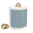thumbnail image 2 of Vintage Piggy Bank, Curvy Circular Repeating Floral Motifs Abstract Hand Tile Pattern, Ceramic Coin Bank Money Box for Cash Saving, 3.6" X 3.2", Pale Blue Green Blue, by Ambesonne, 2 of 4