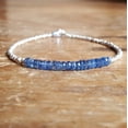 thumbnail image 3 of Blue Kyanite 3.5-4mm Rondelle Shape Faceted Cut Beads 7 inch Silver Plated Clasp Bracelet for men, women, unisex. Link Chain Stacking Bracelet.|LINK_01494, 3 of 4