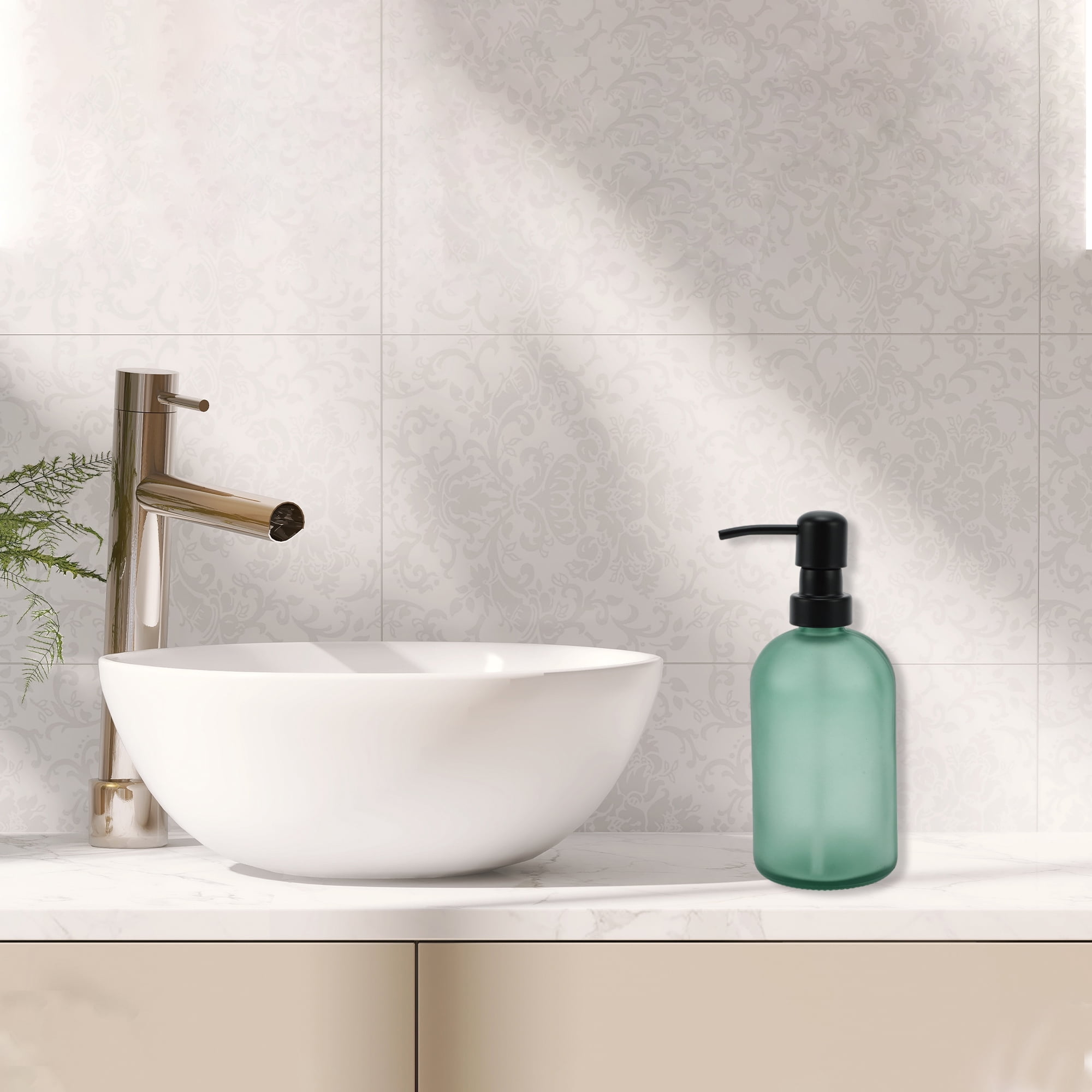 Unique Bargains 1 Pc Simple Cylindrical Soap Pump Dispenser for Hotel 400ml Lake Blue Black