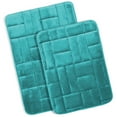 thumbnail image 1 of Clara Clark Bathroom Rugs, Velvet Memory Foam Bath Mat, Ultra Soft Non Slip and Absorbent - Tiled - Set of 2 - Teal, 1 of 6