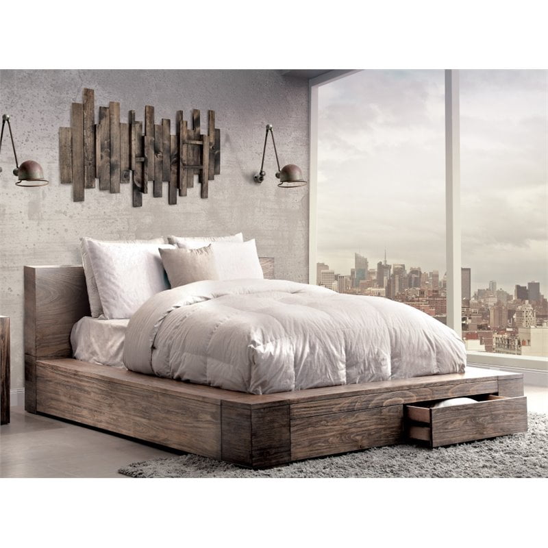 Furniture Of America Elbert Rustic Wood, California King Bed Frame With Shelves