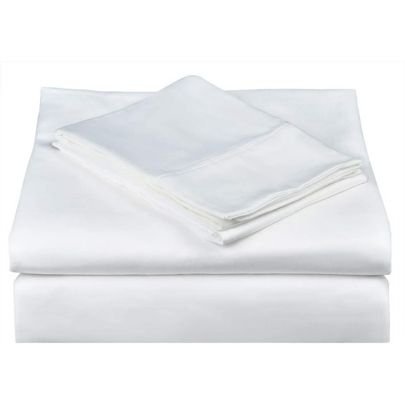 500-Thread Count 100% Natural Cotton Sheet Set, 3 Pc White Color Twin XL Size, Single Ply Long-Staple Yarn, Breathable, Soft & Silky Sateen Weave Fits Mattress Upto 18'' Deep