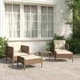 thumbnail image 1 of vidaXL Ensemble de Salon de Jardin 5 Pcs avec Coussins Rotin Poly Brun, 1 of 5
