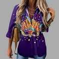 thumbnail image 2 of Mardi Gras Outfit Womens Sequin Print Tops V Neck Sparkly Glitter Blouses Loose Long Sleeve Holiday Evening Party Shiny Shirts Purple XL, 2 of 4