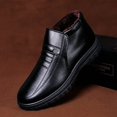 thumbnail image 4 of plus Size Winter Waterproof Men's Casual Leather Shoes Flannel High Top Slip-on Warm Winter Shoes for Mens Work Shoes (black,39), 4 of 6