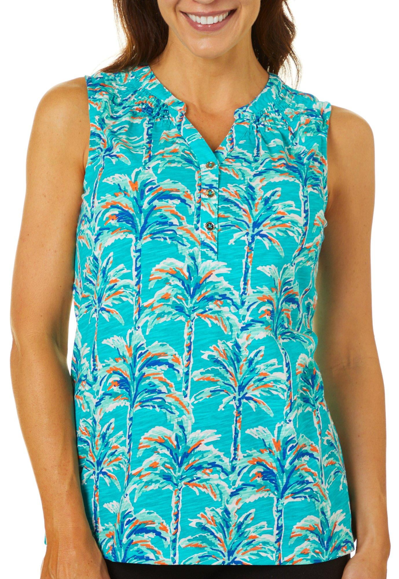 Caribbean Joe Womens Dark Tropical Floral Visor One Size Navy Blue Multi