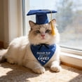 thumbnail image 4 of 2026 Pet Graduation Outfit Set,Graduation Cap and Triangles Bandana,Photography Props Dogs Cats Grade Outfits for Pets Party Dress Costume,Blue, 4 of 7