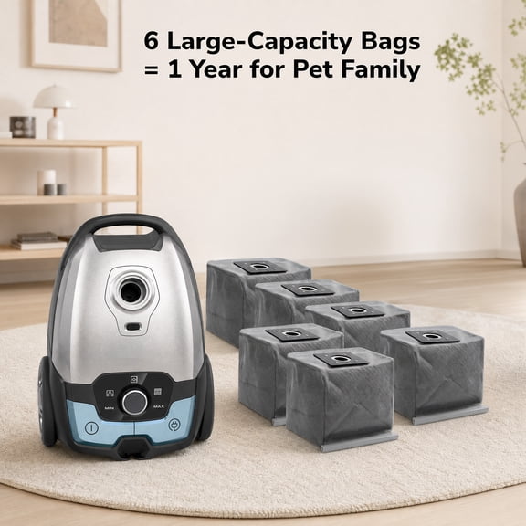 Canister Vacuum,1700W/45KPA Bagged Vacuum Cleaner,6QT Large Capacity,Auto Cord Rewind,HEPA Filter,Low Noise,8M Cleaning Radius,Variable Power Control,Easy to Push,Hard Floor,Pet,Carpet
